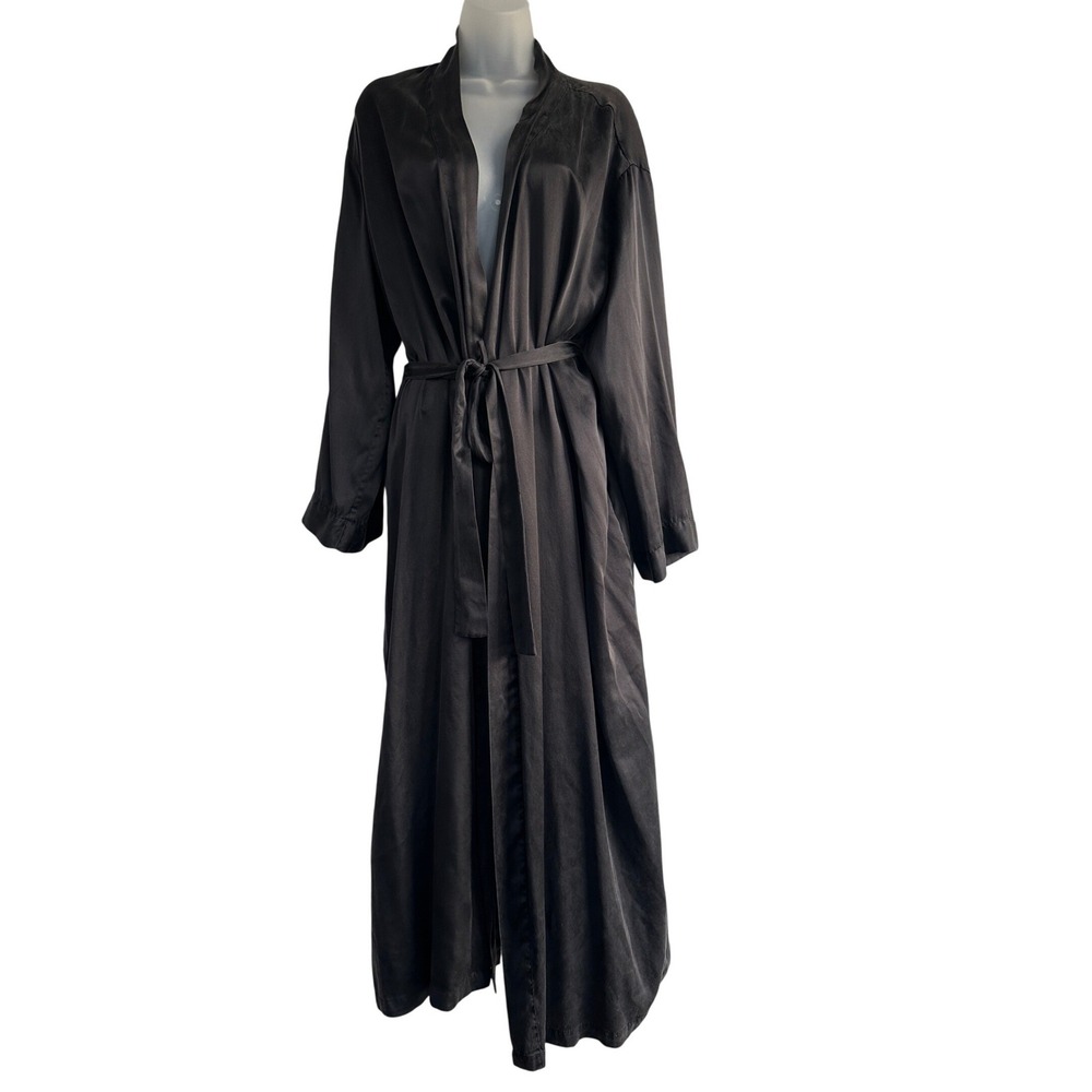 Victoria's Secret Black Satin Long Robe